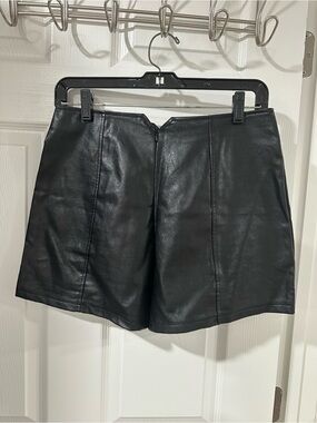 High-Waist Black Faux Leather Women's Shorts